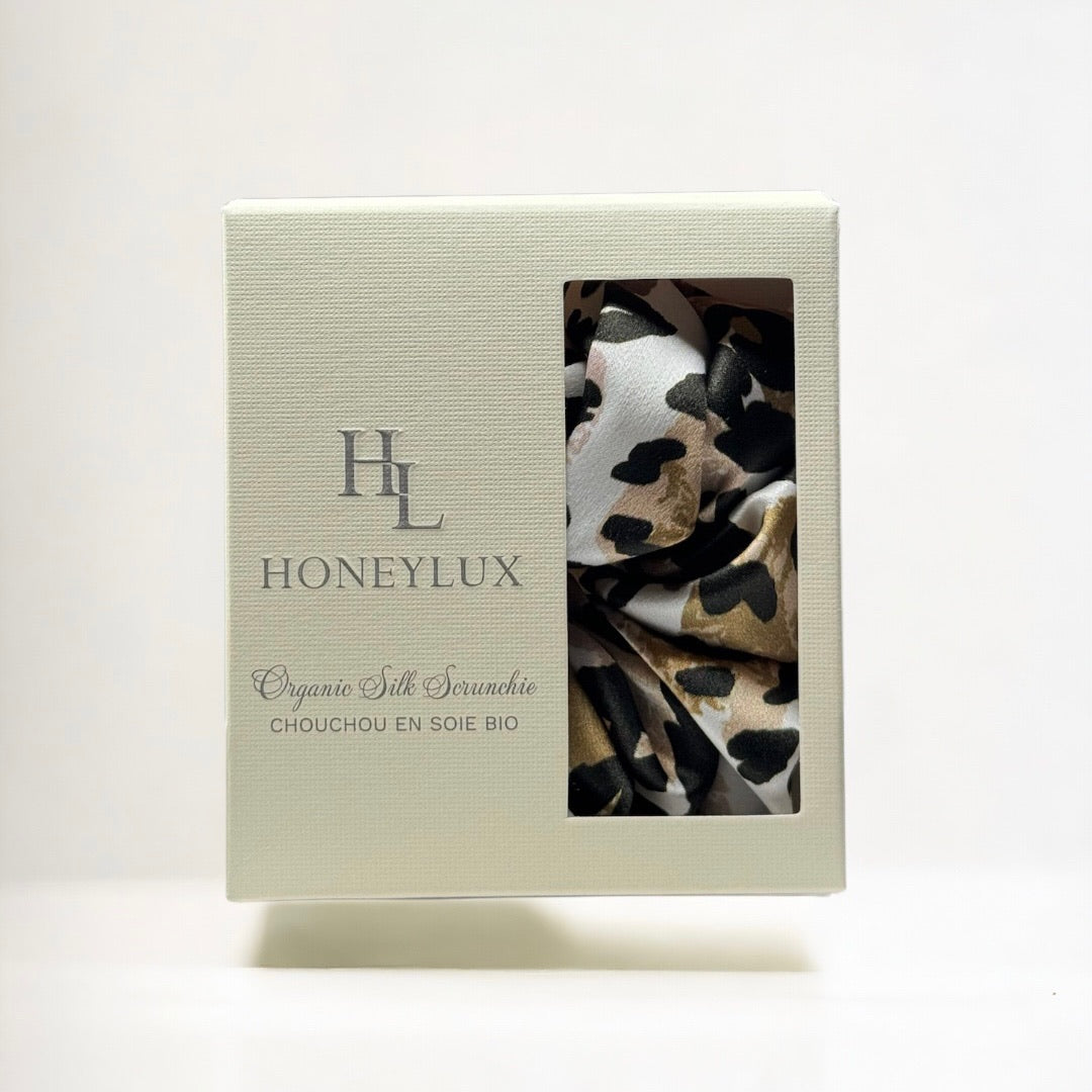 Organic Premium Silk Scrunchie - Leopard Camo
