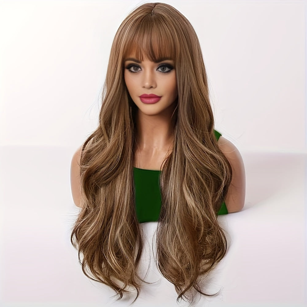 Elegant 26" Brown Wavy Wig