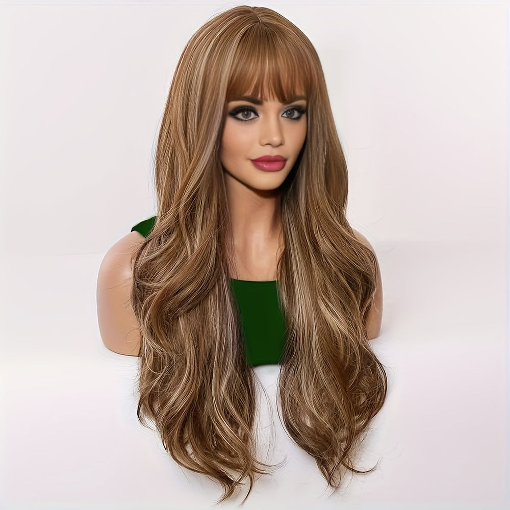 Elegant 26" Brown Wavy Wig
