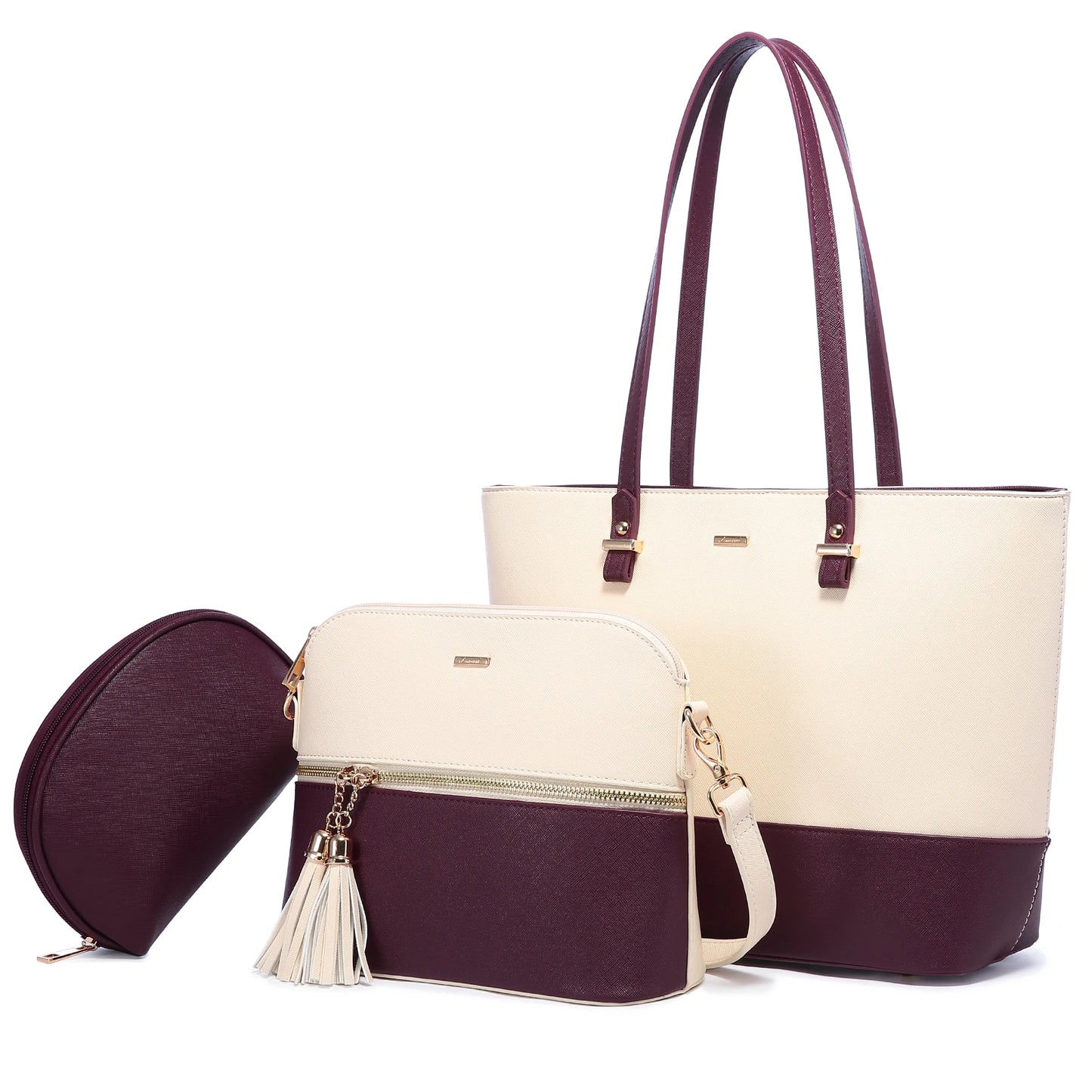 LOVEVOOK 2023 Designer PU Leather Ladies Shoulder Hand Bag 3 Pcs Luxury Purse and Handbags Set Large Cute Women Tote Bags-26