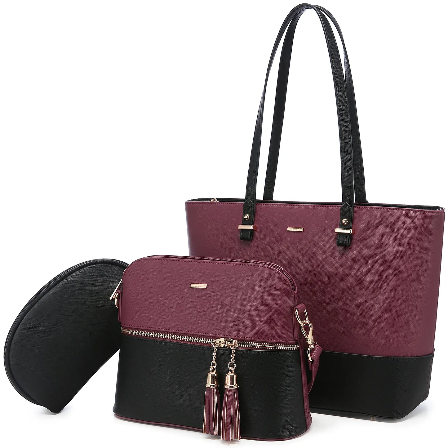 LOVEVOOK 2023 Designer PU Leather Ladies Shoulder Hand Bag 3 Pcs Luxury Purse and Handbags Set Large Cute Women Tote Bags-31