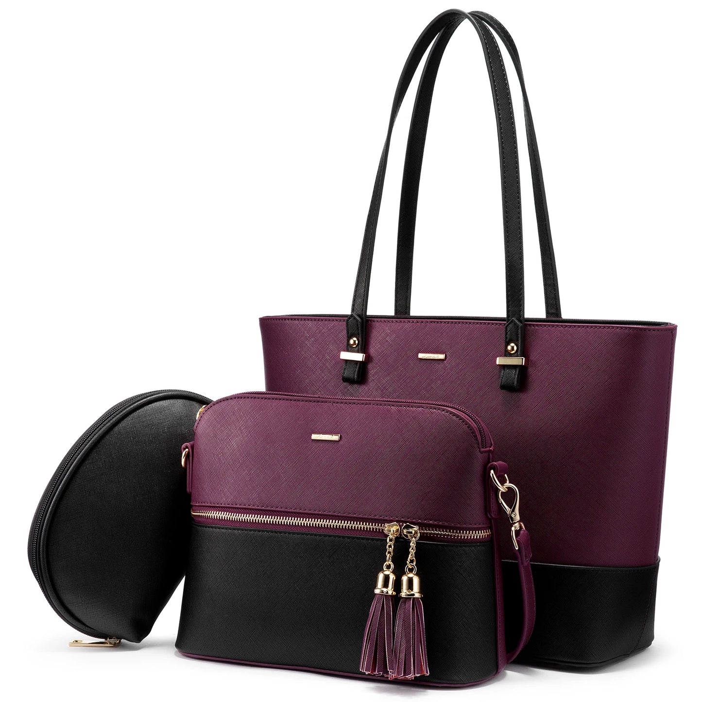 LOVEVOOK 2023 Designer PU Leather Ladies Shoulder Hand Bag 3 Pcs Luxury Purse and Handbags Set Large Cute Women Tote Bags-25