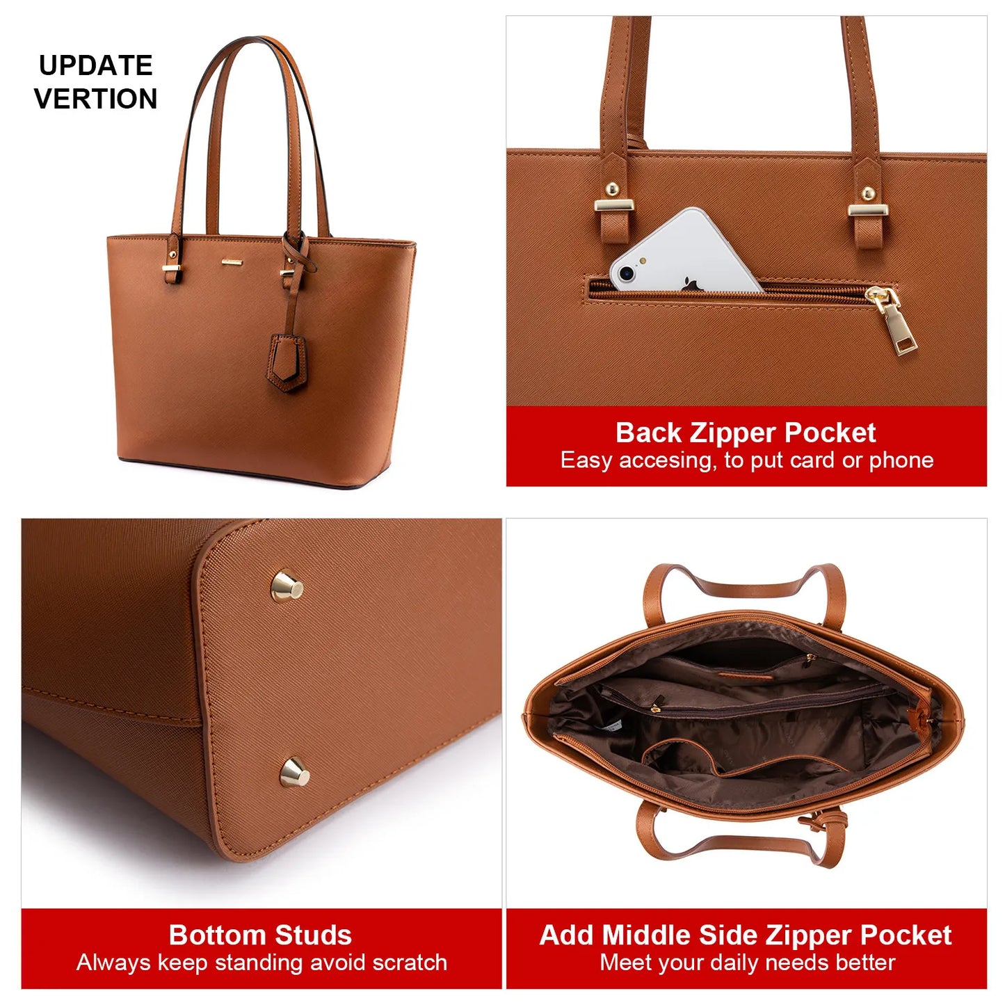 LOVEVOOK 2023 Designer PU Leather Ladies Shoulder Hand Bag 3 Pcs Luxury Purse and Handbags Set Large Cute Women Tote Bags-4