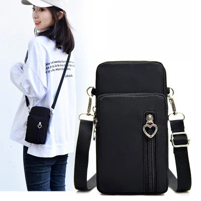 Custom Single Slant Women's Nylon Shoulder Phone Bag Handbags for Ladies Side Bags for Girls Mobile Phone Bag-0