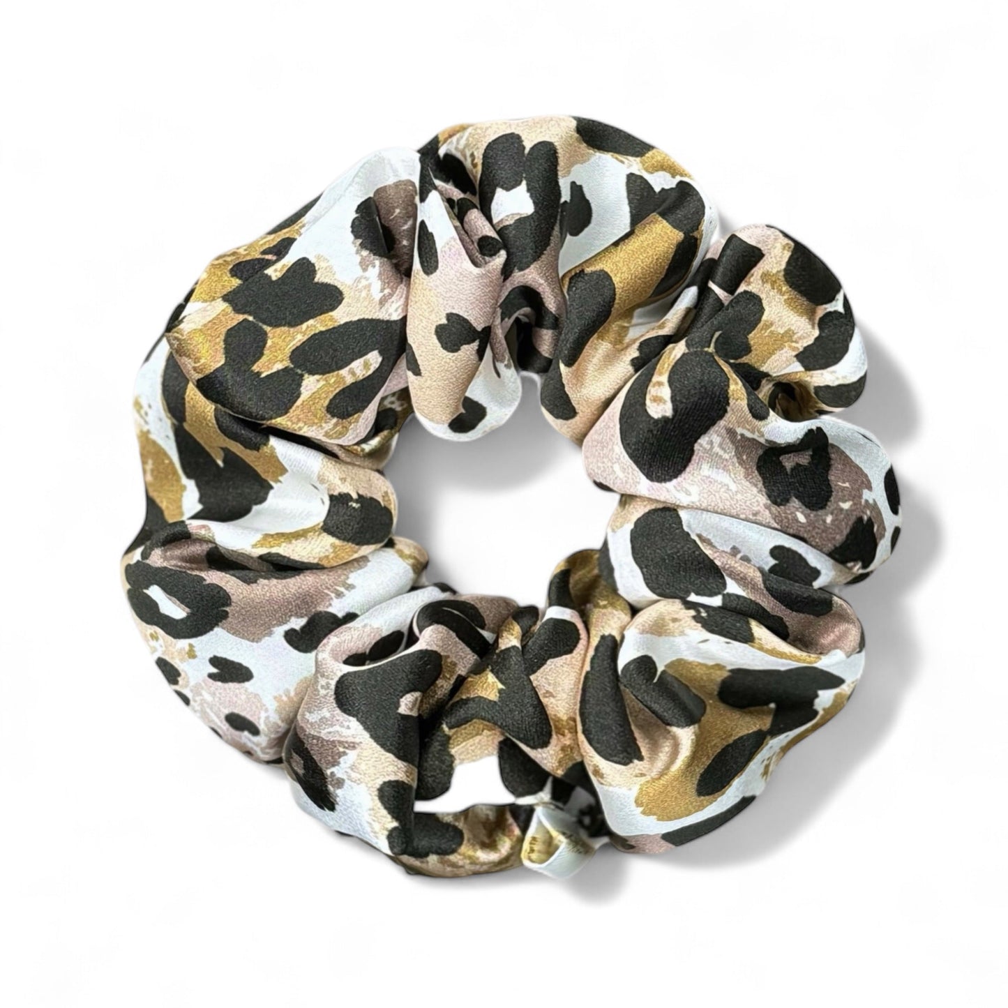 Organic Premium Silk Scrunchie - Leopard Camo