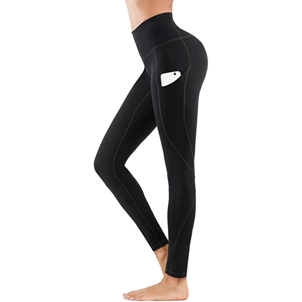 Dropshipping High Waist Yoga Pants With Pockets Seamless Tummy Control Leggings Workout 4 Way Stretch Yoga Leggings-9