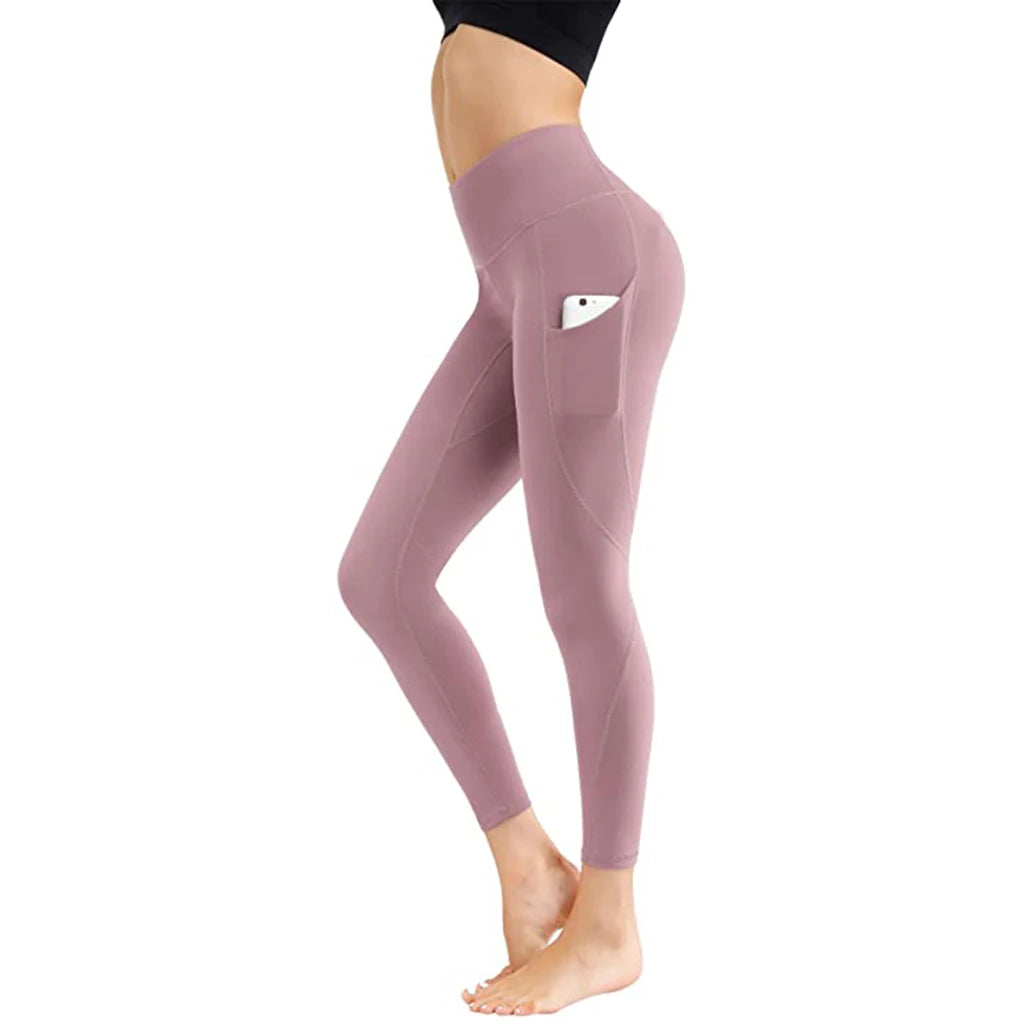 Dropshipping High Waist Yoga Pants With Pockets Seamless Tummy Control Leggings Workout 4 Way Stretch Yoga Leggings-7