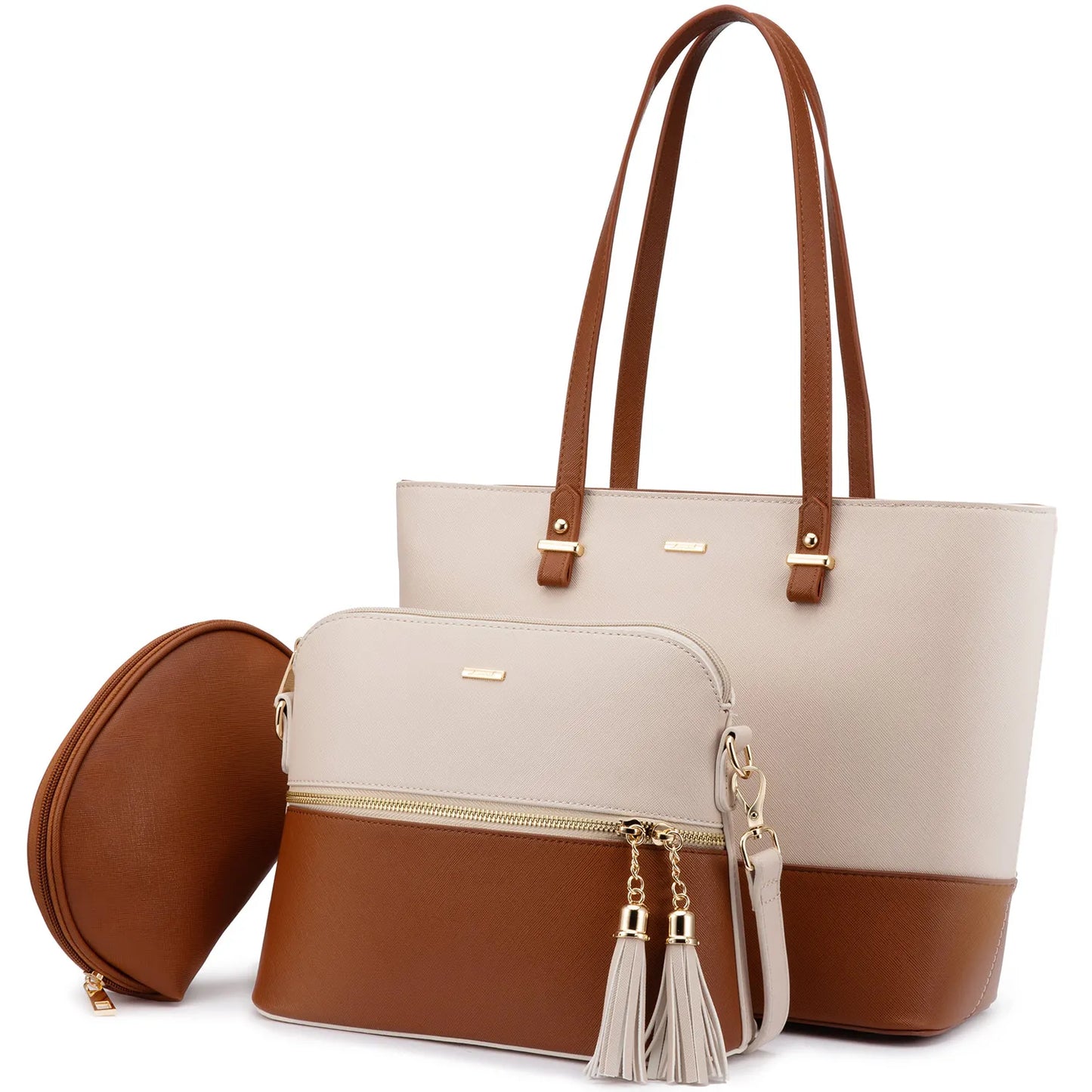 LOVEVOOK 2023 Designer PU Leather Ladies Shoulder Hand Bag 3 Pcs Luxury Purse and Handbags Set Large Cute Women Tote Bags-10